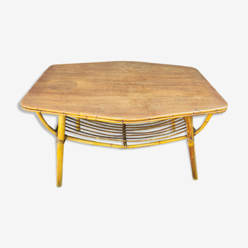 Vintage rattan and bamboo table