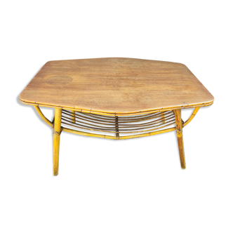 Vintage rattan and bamboo table