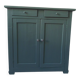 Vintage Parisian sideboard with 2 doors and 2 drawers, re-enchanted in smoky green.