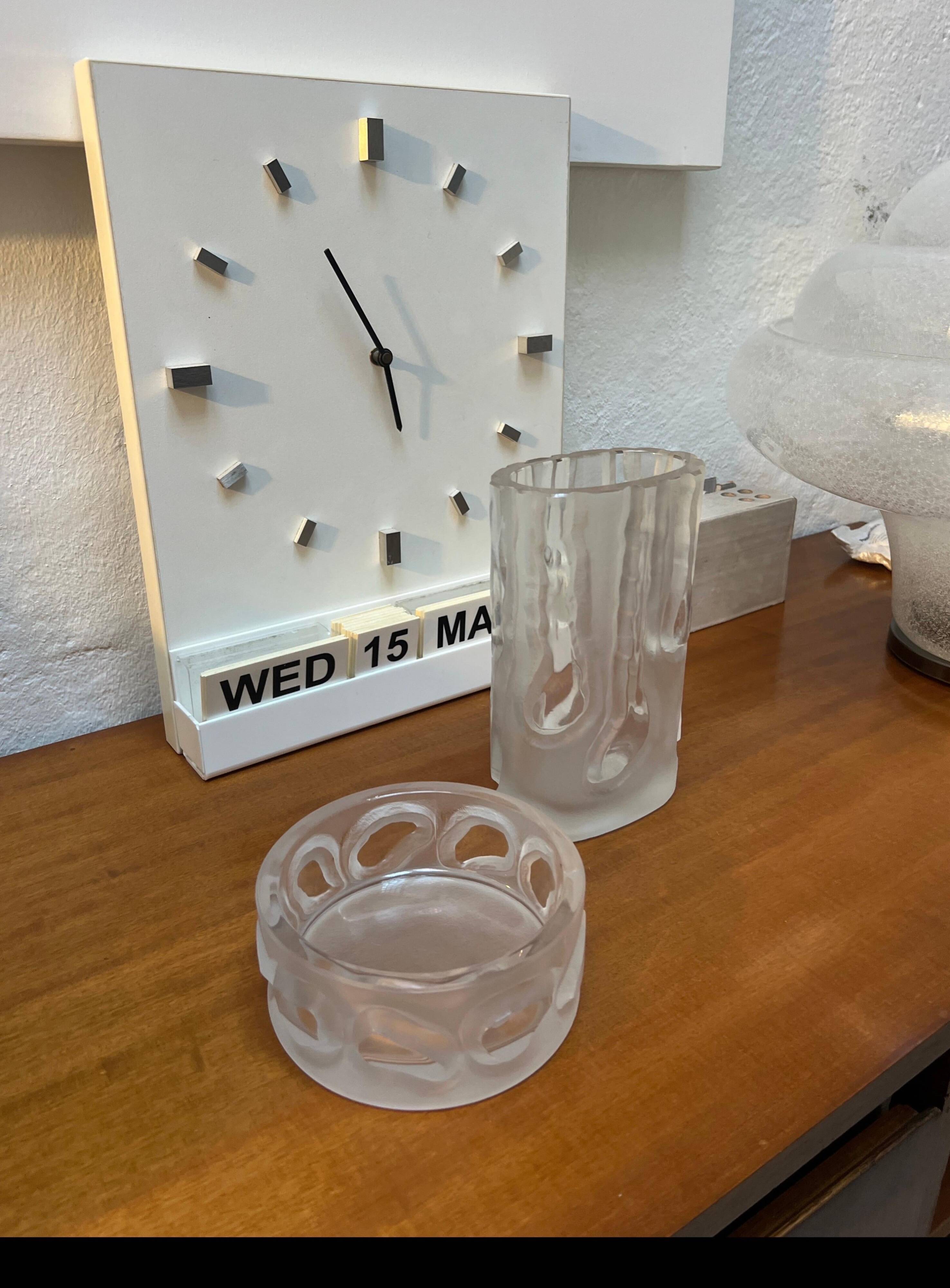 Decorative Organic Glass Vases, set of two engraved sculptural pieces, vintage