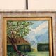 Old Oil Painting Canvas Garden Tree Flowers Rose Countryside Landscape