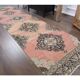 Vintage Turkish Oushak Handmade Wool Cotton Orange Runner Rug 92x378