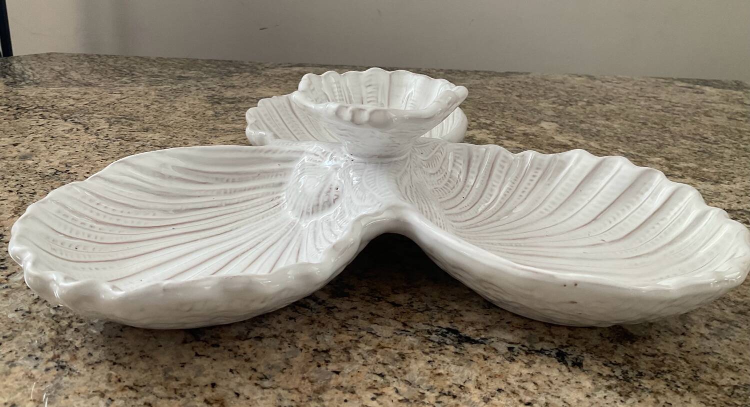 Vintage shell dish in glazed terracotta