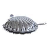 Stainless steel and glass seashell butter dish