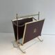 Pair of mahogany and brass magazine racks. Maison Jansen