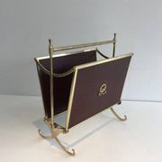 Pair of mahogany and brass magazine racks. Maison Jansen