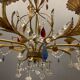 Italian Florentine Gold Gilded Murano Glass Chandelier