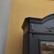 Bookcase black patina shell pediment 2 drawer doors