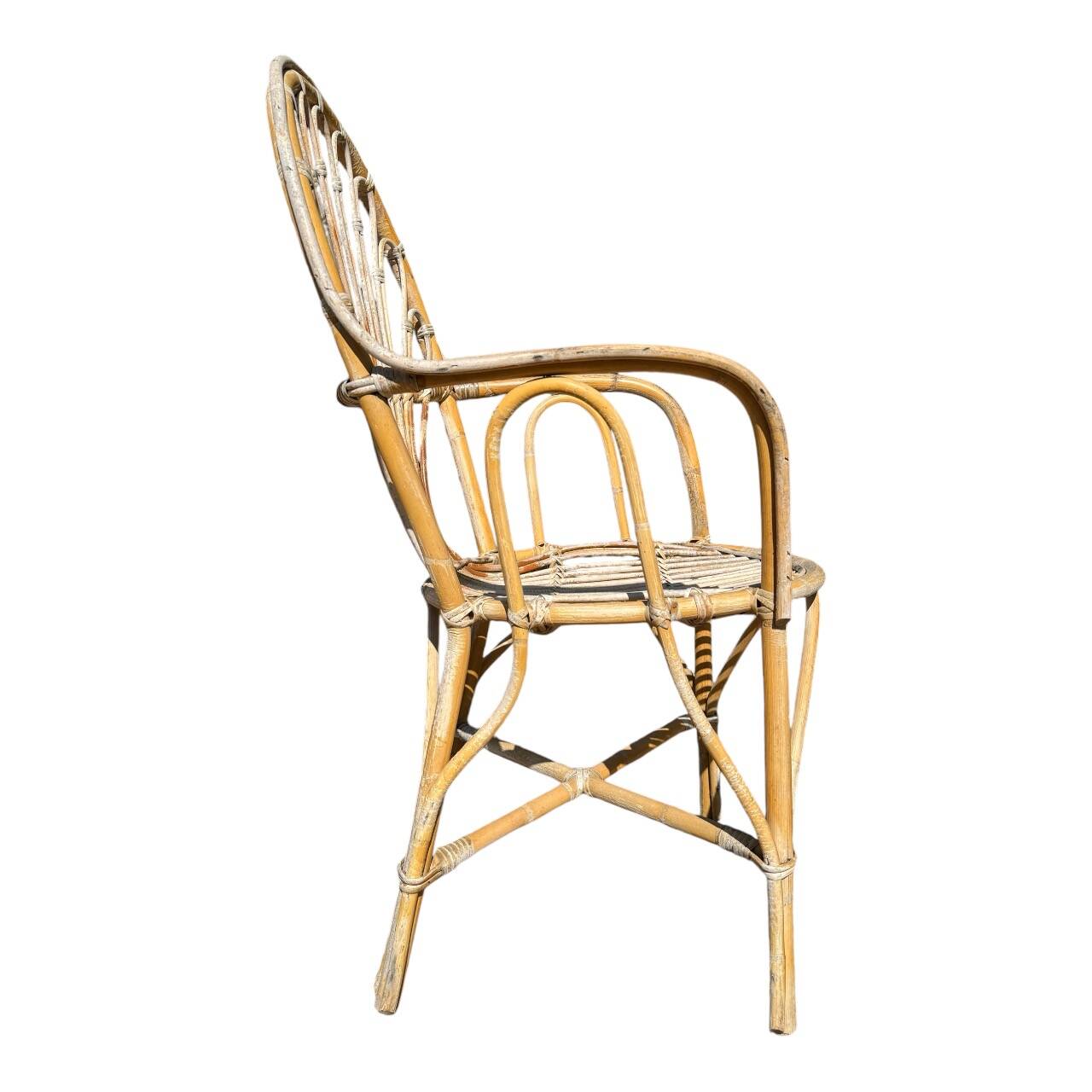 Rattan armchairs from the 70s France, set of 4