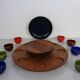 Rotating Teak Tray with Ceramic Bowls, Denmark, 1960s, Set of 10