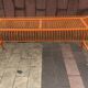Banc design IKEA modèle Västeron en métal orange vers 1980 par Inml