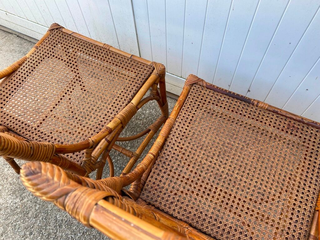 Pair of rattan chairs and vintage cannage from the 70s