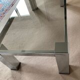 Coffee table design 70s, chrome metal and glass