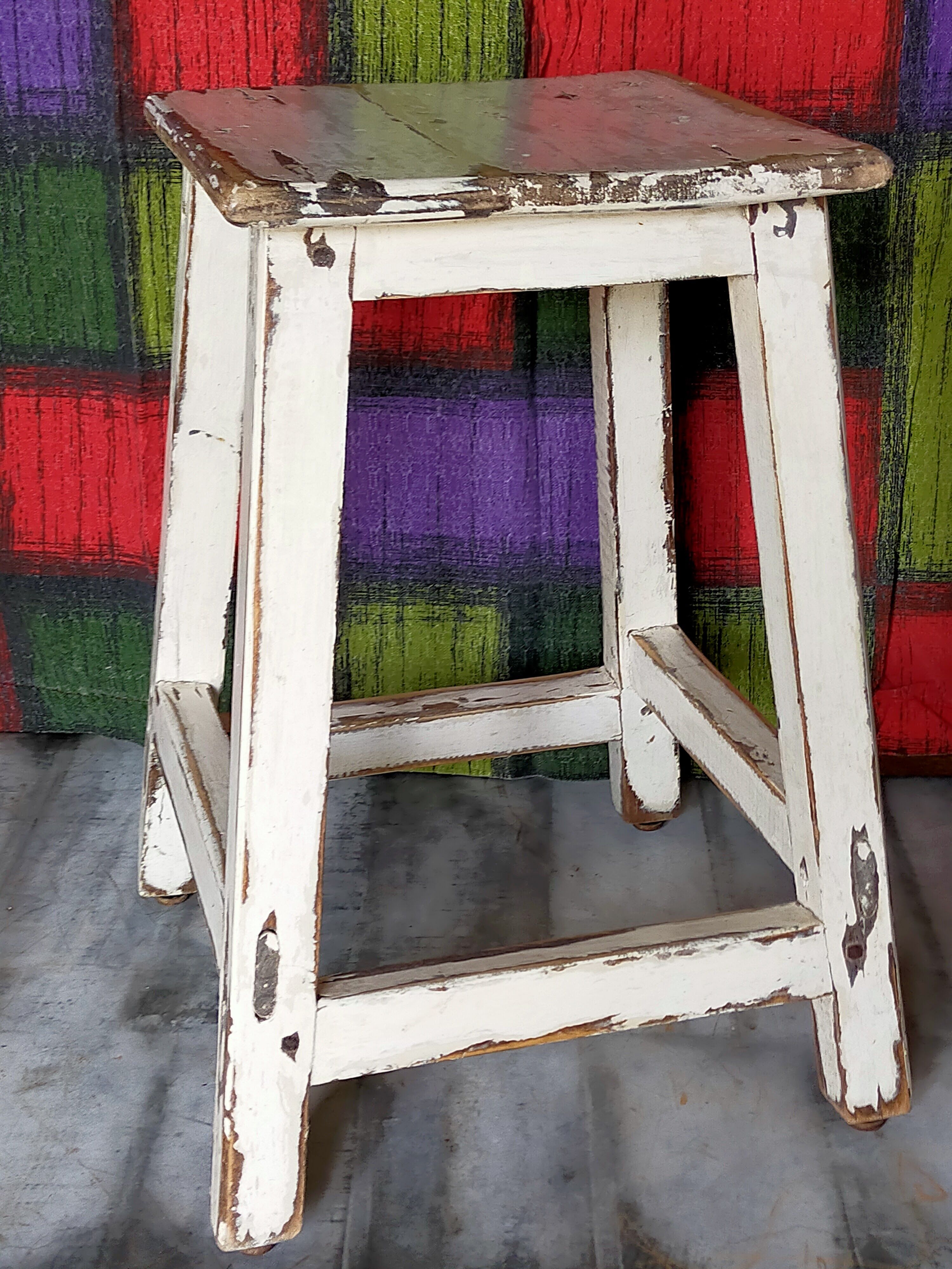 Old patinated workshop stool