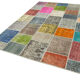 Hand-knotted oriental overdyed 206 cm x 299 cm multicolor patchwork rug