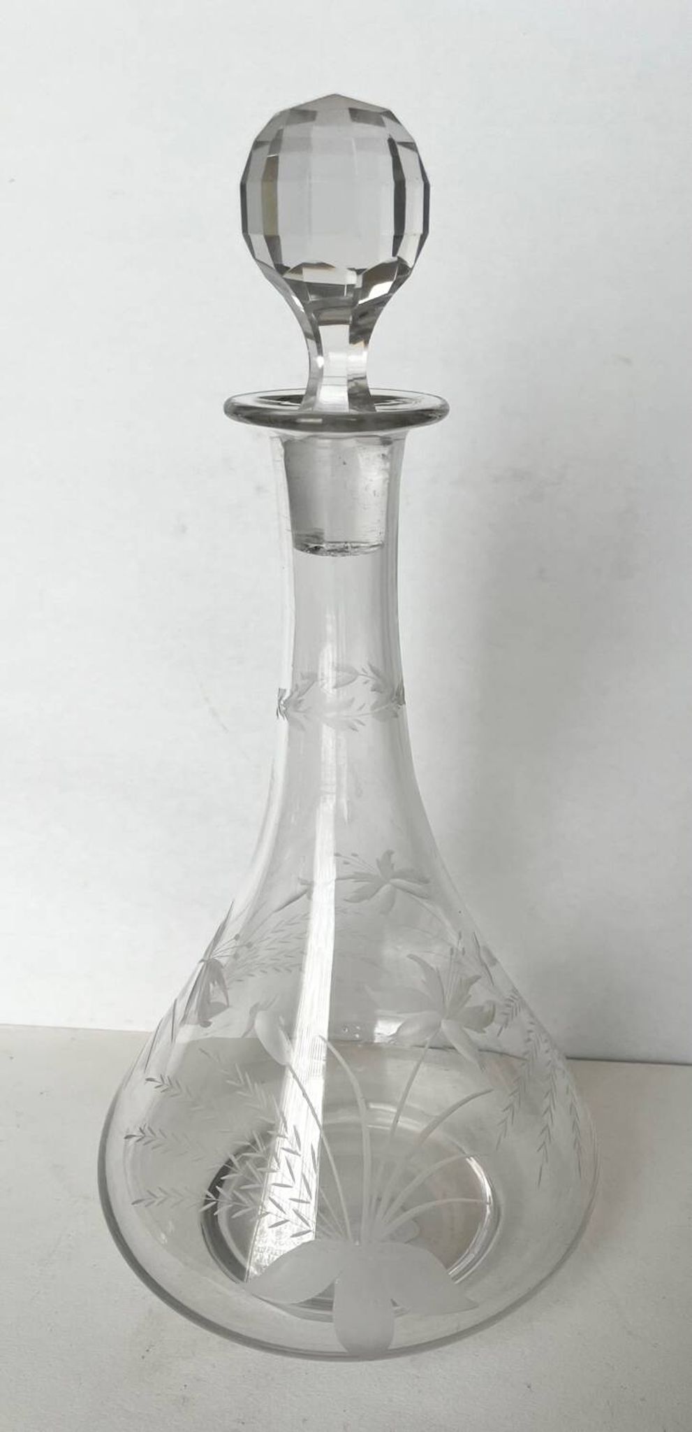 Etched glass carafe