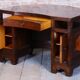 Czech Cubistic Writing Desk in Oak and Walnut, 1910s