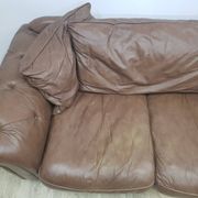 Mid-Century, Chesterfield sofa, natural leather