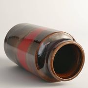 Mid-century Modern Fat Lava Red and Brown Stoneware Vase by Scheurich, W Germany