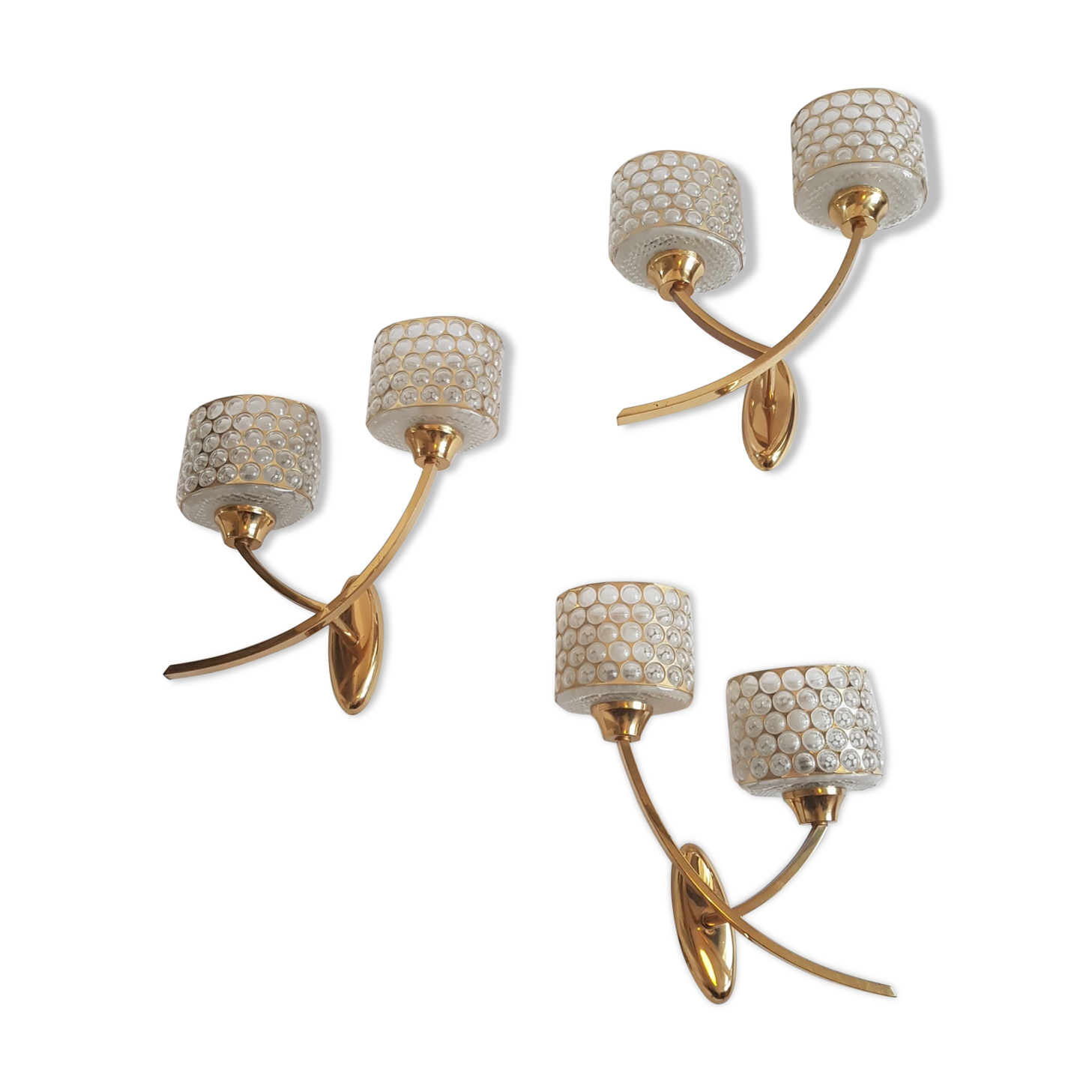 Three gold bronze sconces