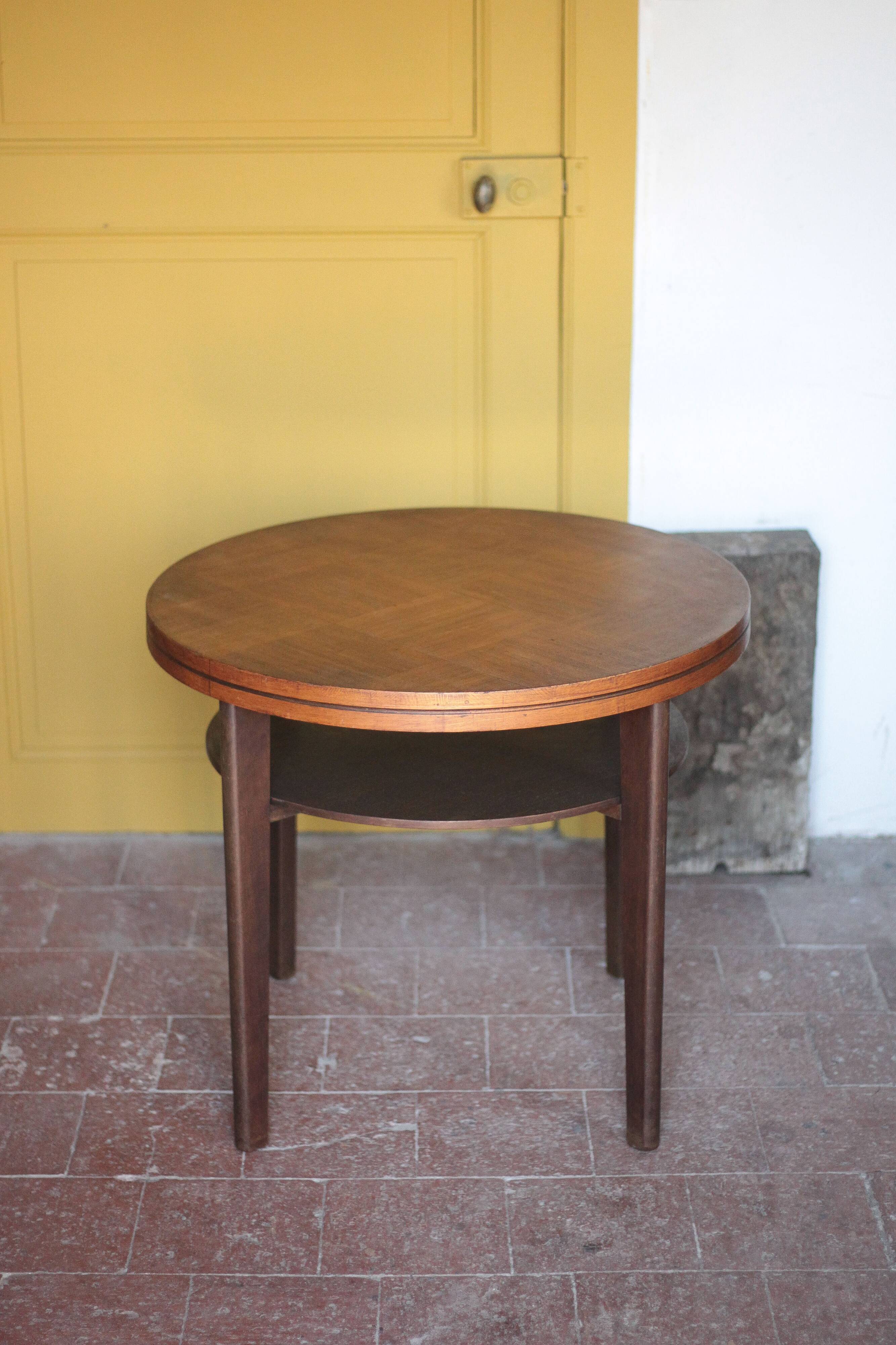 Vintage table, wooden table, two-tier table, living room table, side table.