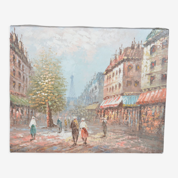 Huile sur toile vue de Paris Caroline Burnett