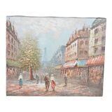 Huile sur toile vue de Paris Caroline Burnett