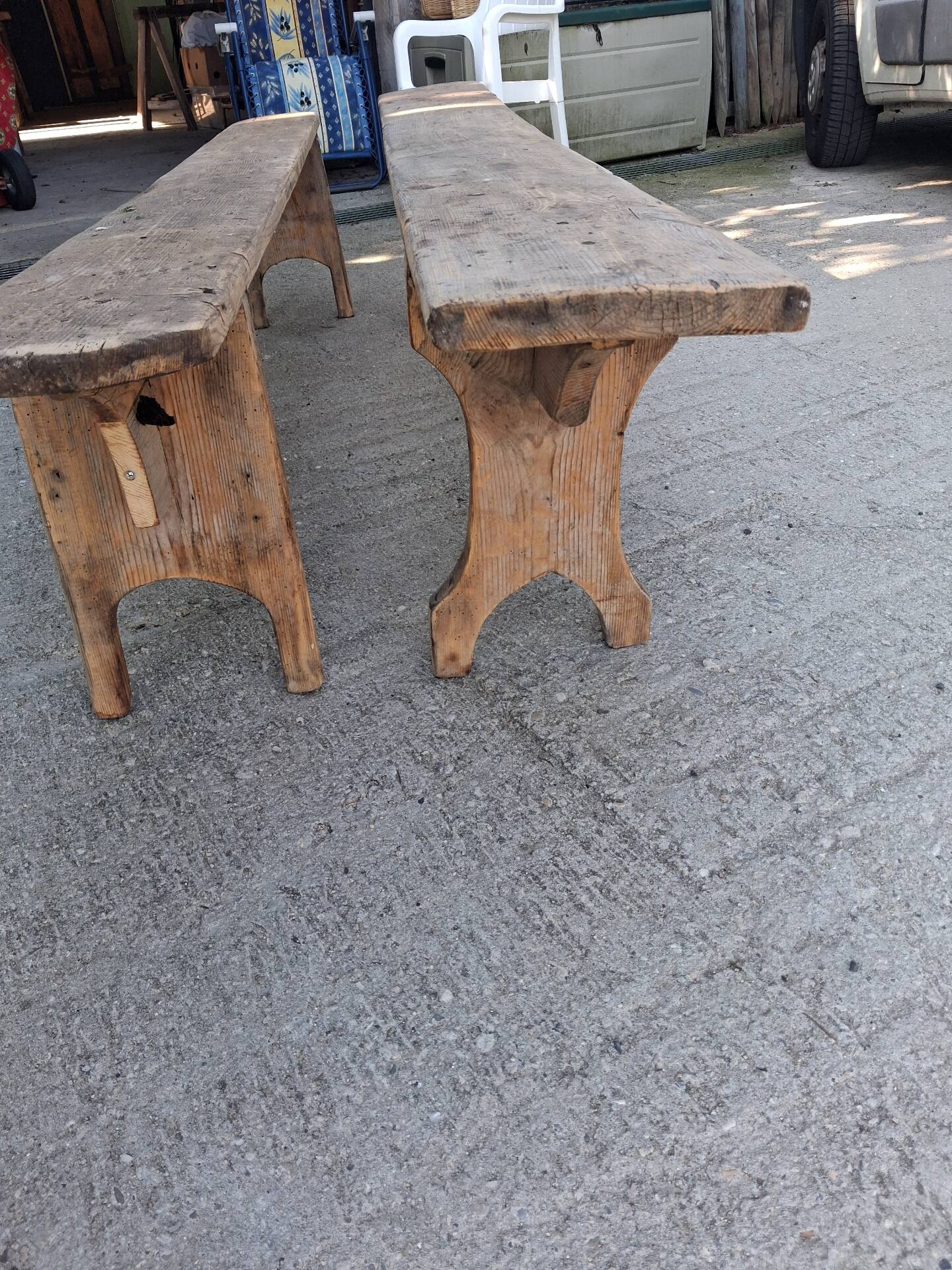 Pair of wooden benches
