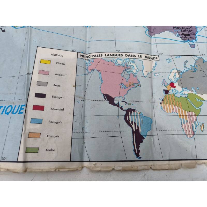 Laminated world map by P. Serryn 1972