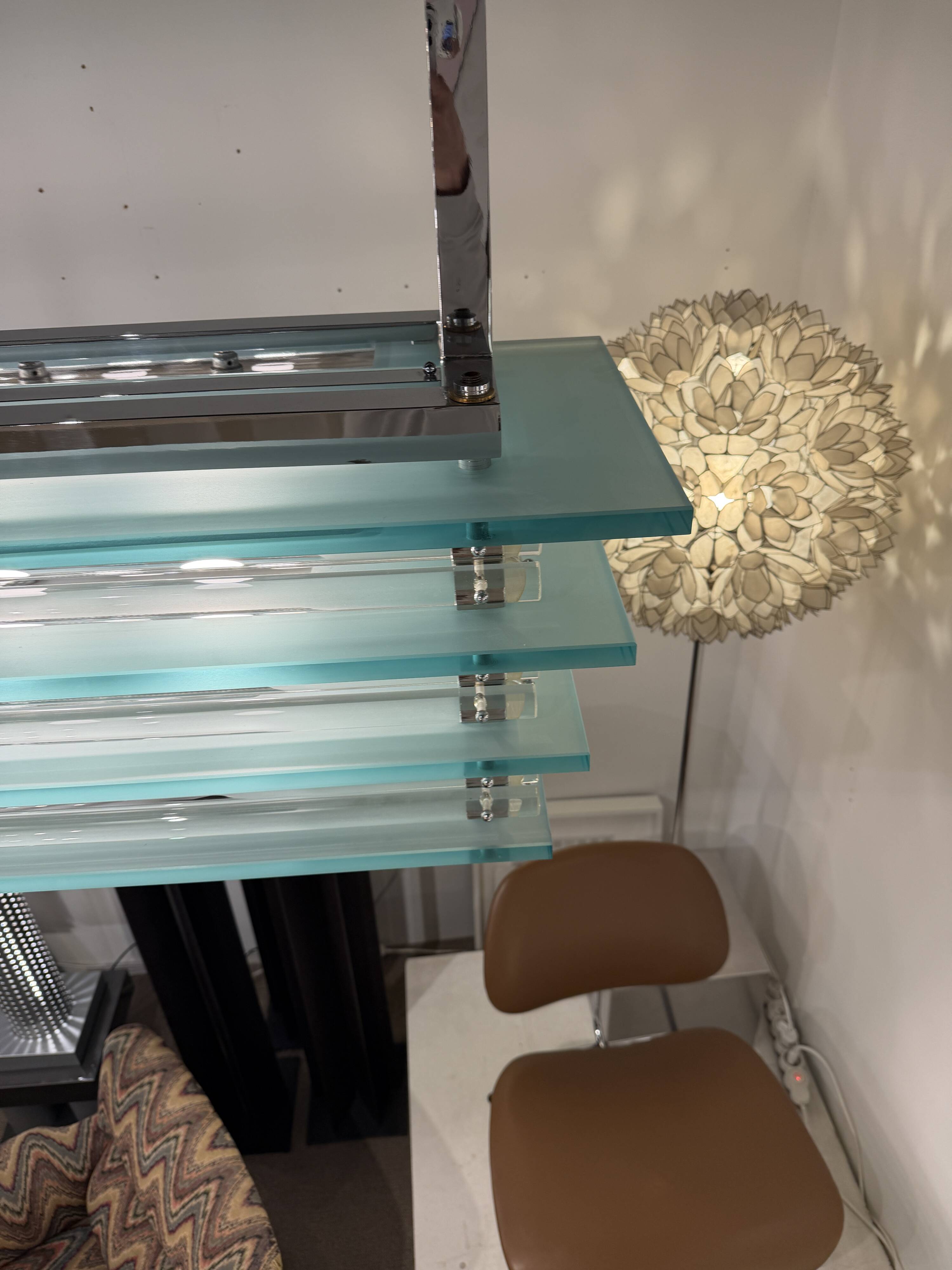 Large suspended chandelier, glass ceiling light, Italy 1970s.