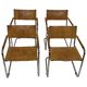 Ensemble de quatre fauteuils de salle à manger FASEM S34 en cuir Cognac par Mart Stam années 80