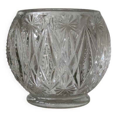 Vase boule en verre moulé ancien