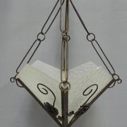 Art deco hanging lamp with 4 cloudy glass plates