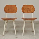 Pair of chairs ex Czechoslovakia TON Thonet White and waxed wood