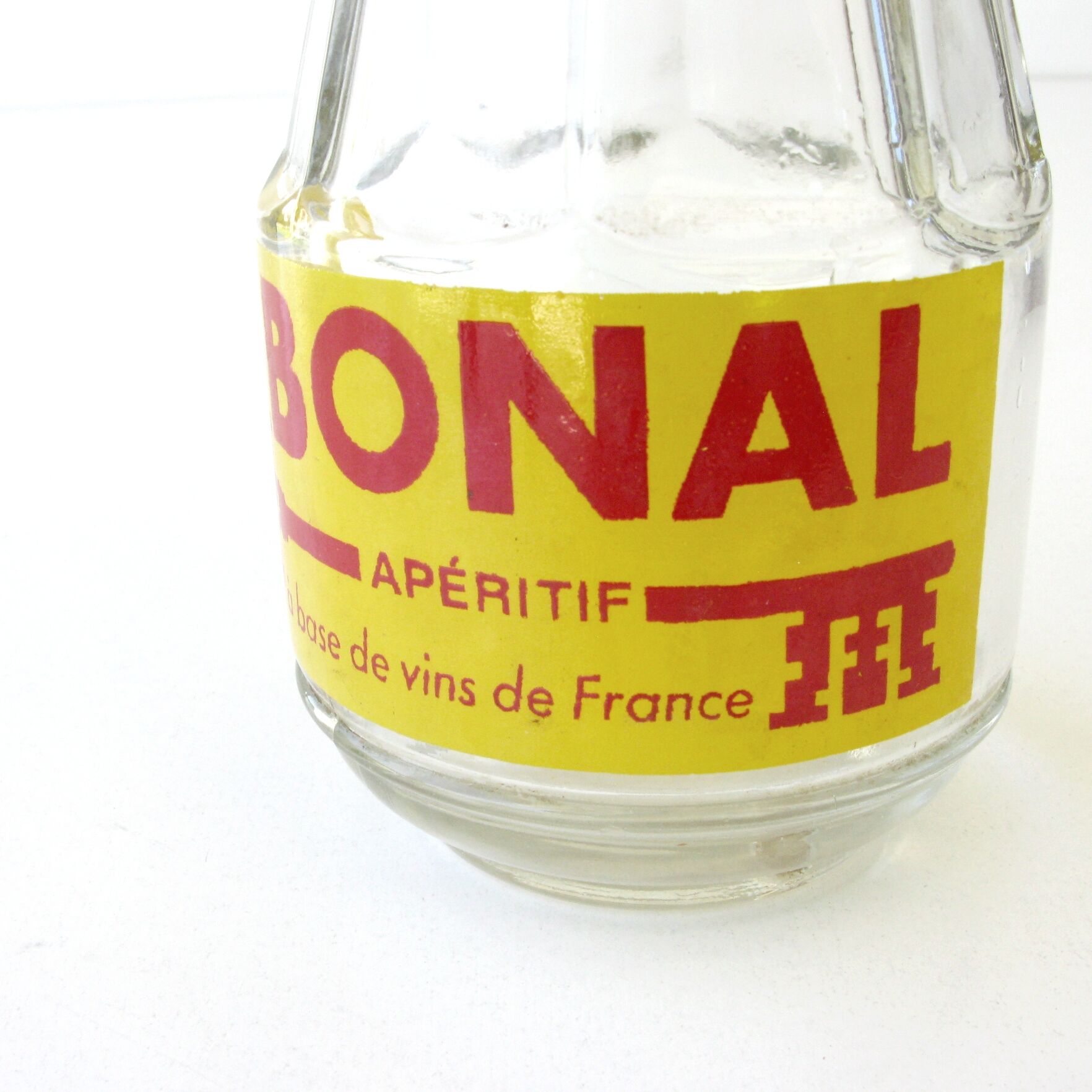 2 old glass decanters advertising bonal aperitif - bar bistrot