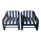 Paire de fauteuils rotin annees 60