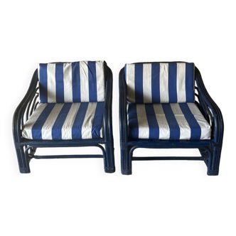 Pair of rattan armchairs 60s