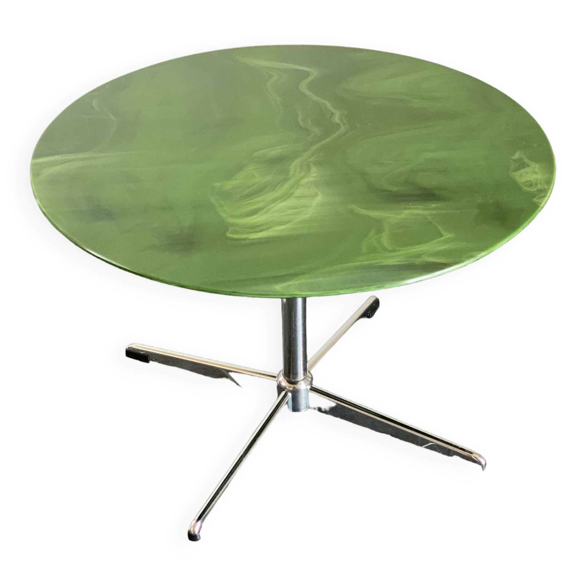 Green Marbled Glass Round Salon Table