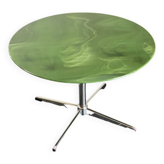 Green Marbled Glass Round Salon Table