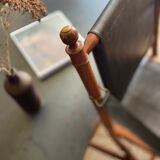 Safari armchair in wood and leather