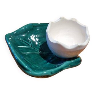 Tortoiseshell egg cup and spoons