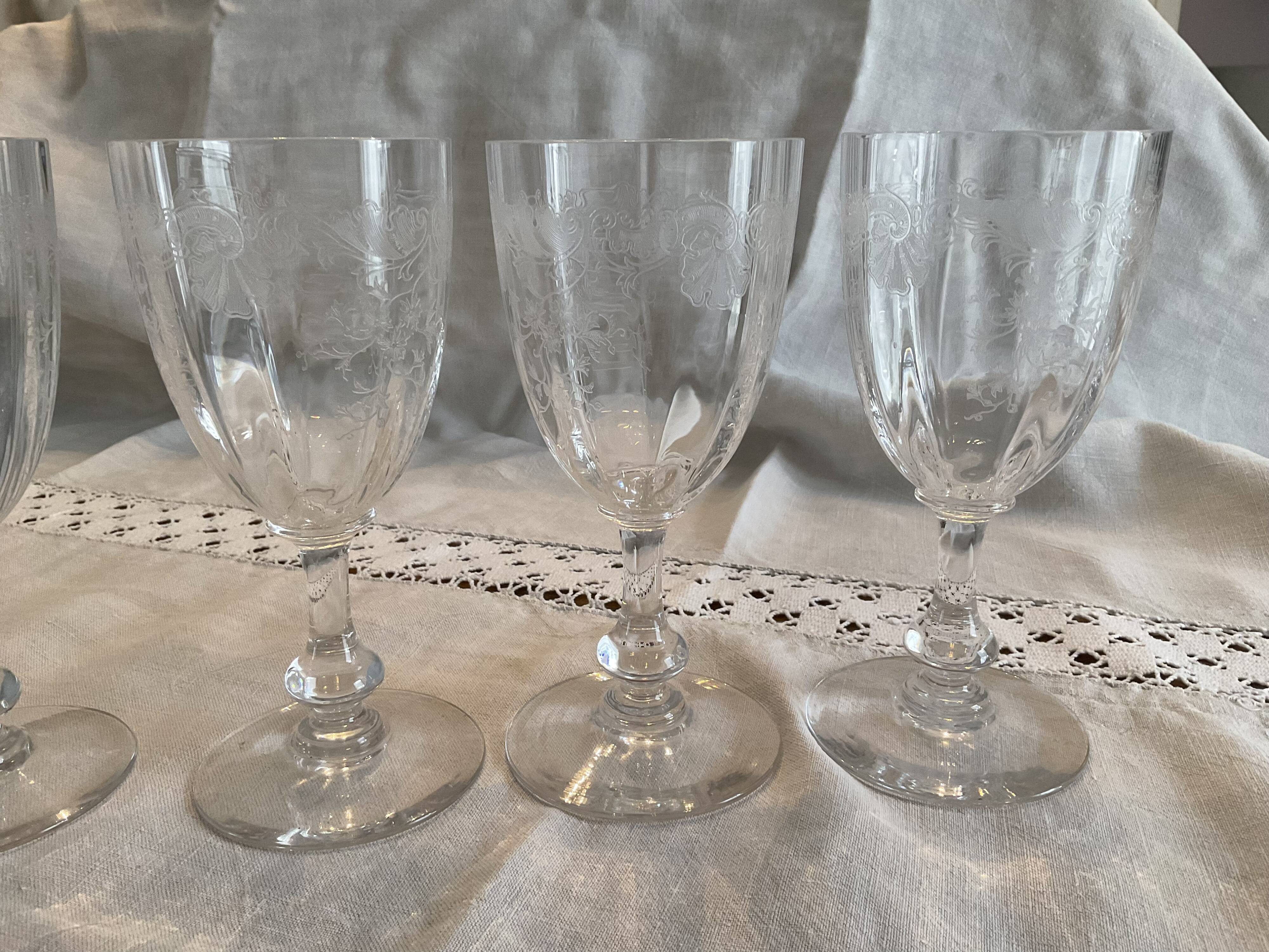 5 water glasses, Crystal Saint Louis, model Massenet with Venetian dimensions