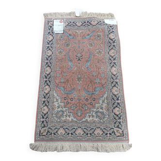 Handmade silk rug, India, birds