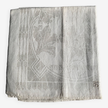 Old linen damask tea towel
