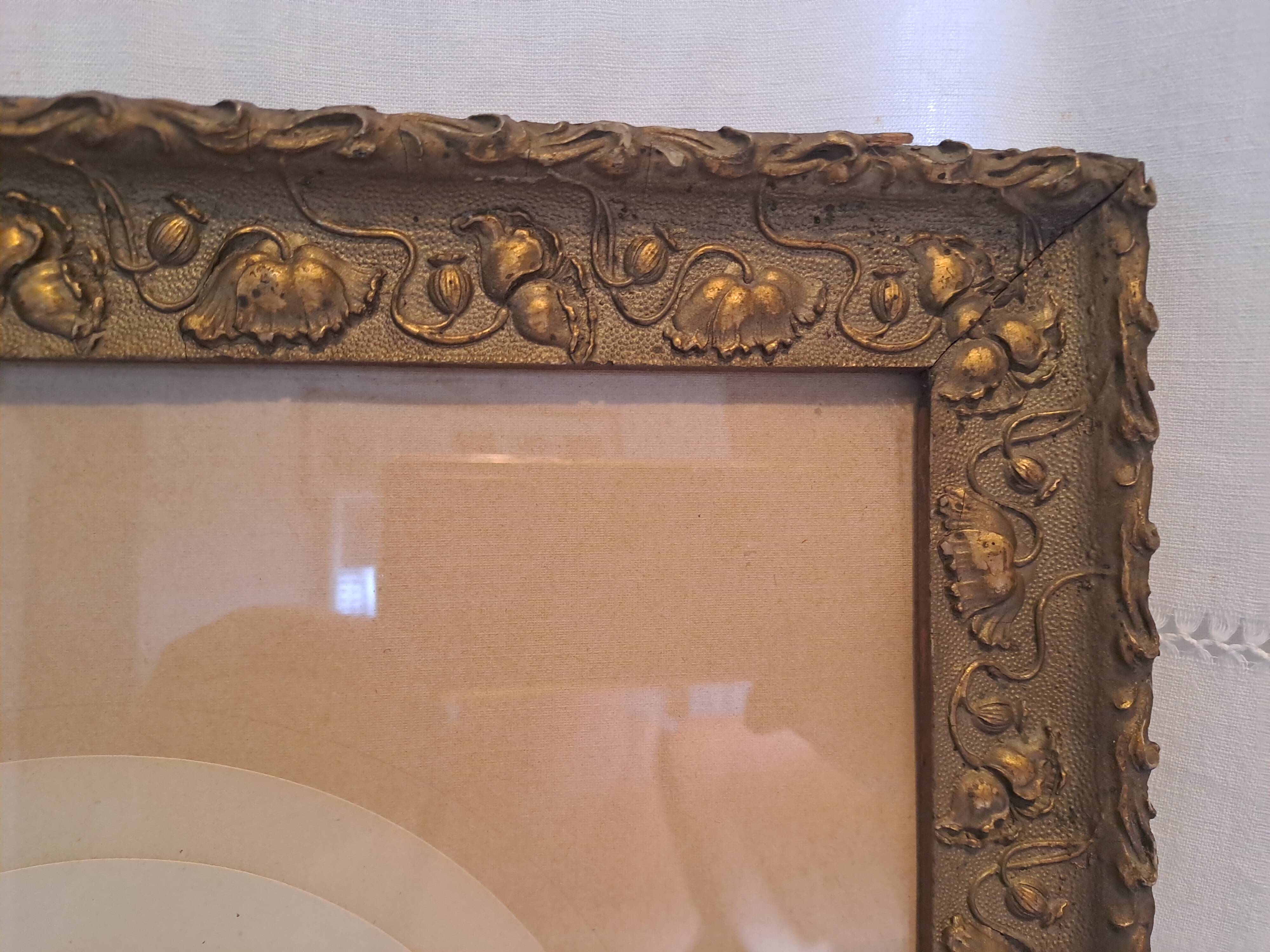 Photo frame portrait ancestor painting woman art nouveau xix france vintage decoration