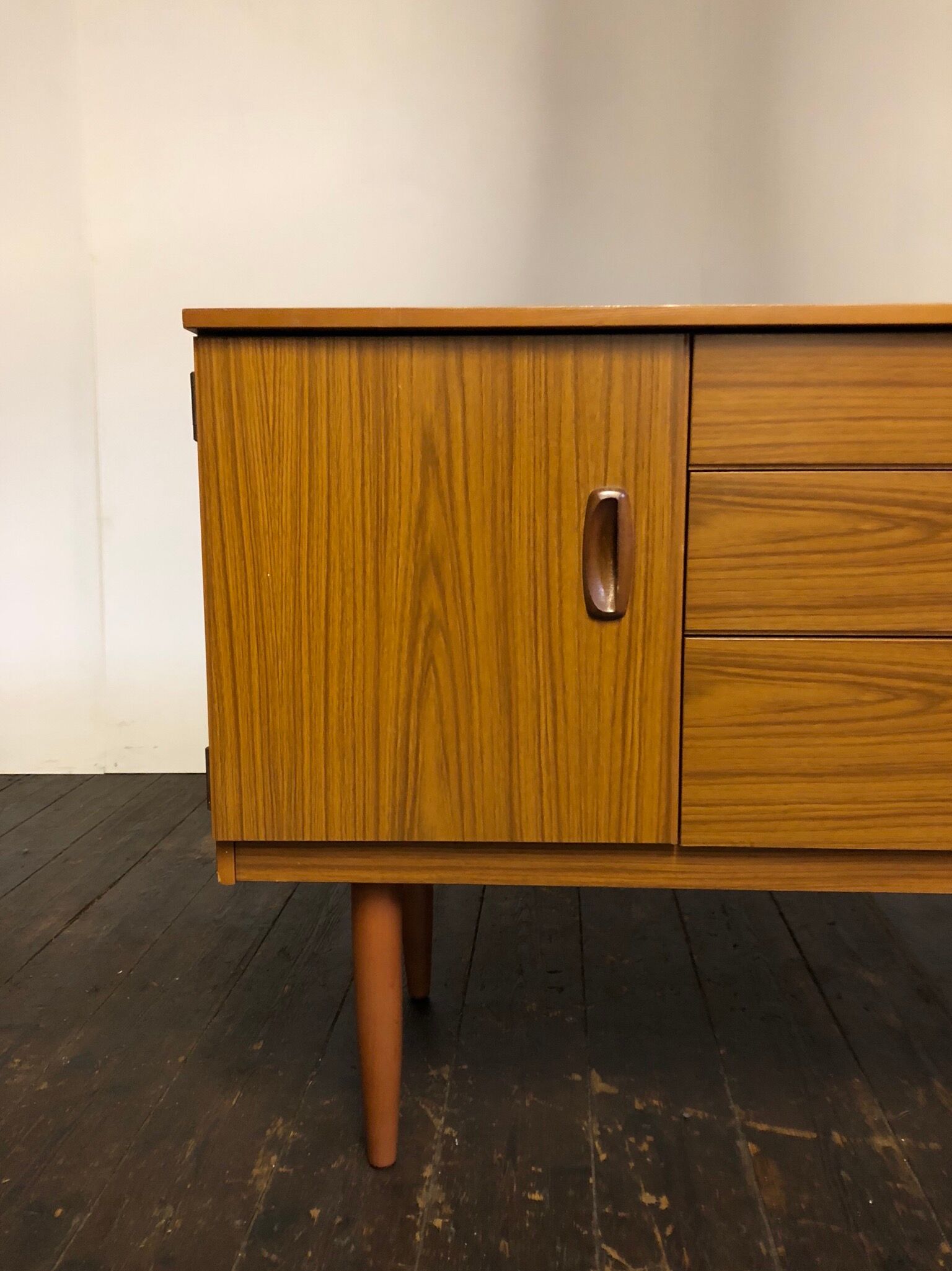 Vtg Mid Century Sideboard Danish Scandinavian Design Retro 70s Teak Drawers