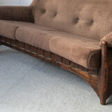 Brutalist 3-seater sofa with a super soft brown fabric, 1970’s