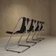 Ensemble de 4 chaises en cuir et chrome des années 1960