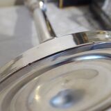 Pair of silver metal candle holders