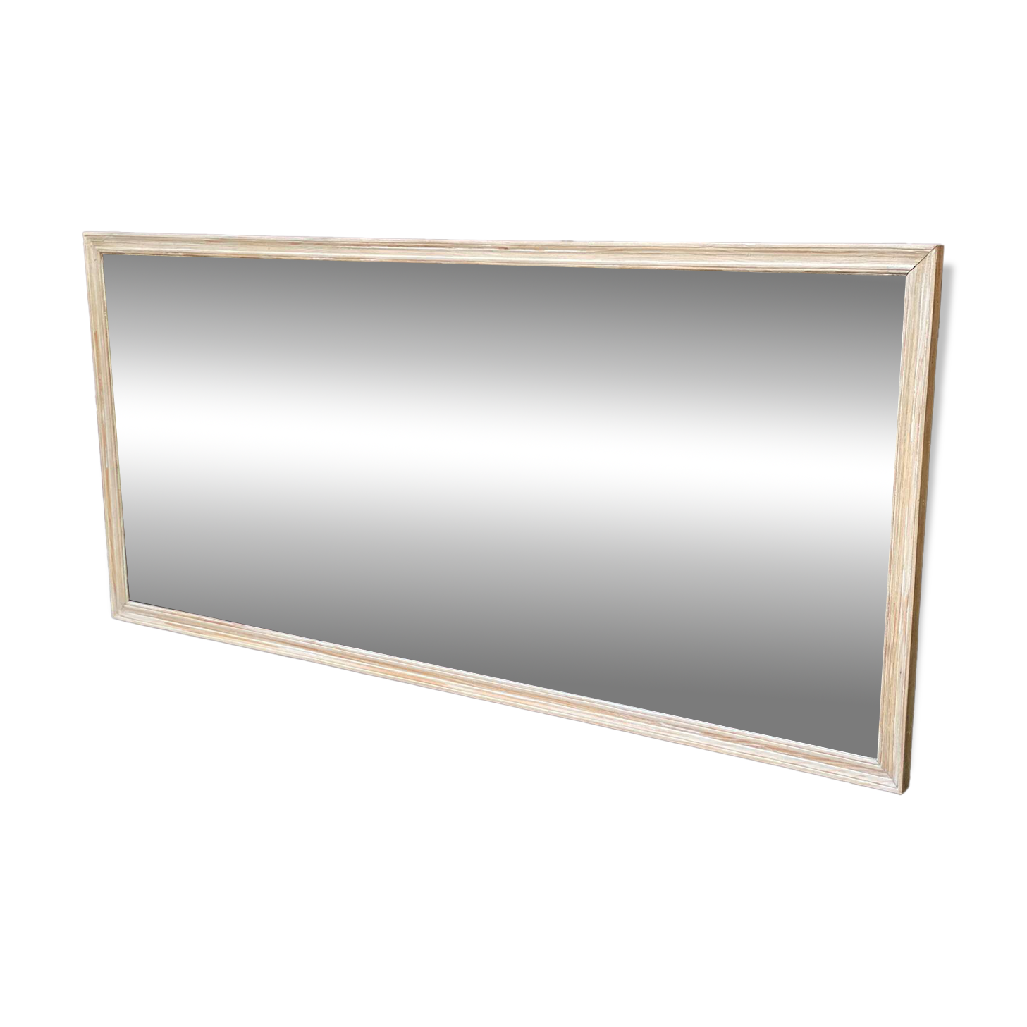 Authentic 19th-century brasserie mirror renovated in solid wood 180x85.